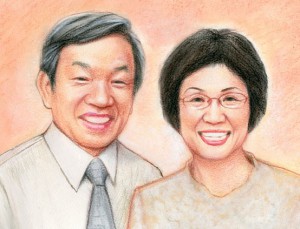 ご両親の還暦い祝いの色鉛筆肖像画